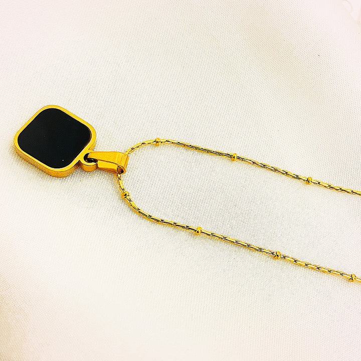 Leontine Pendant Dual Sided Stainless Steel Necklace – 18K Gold Plated