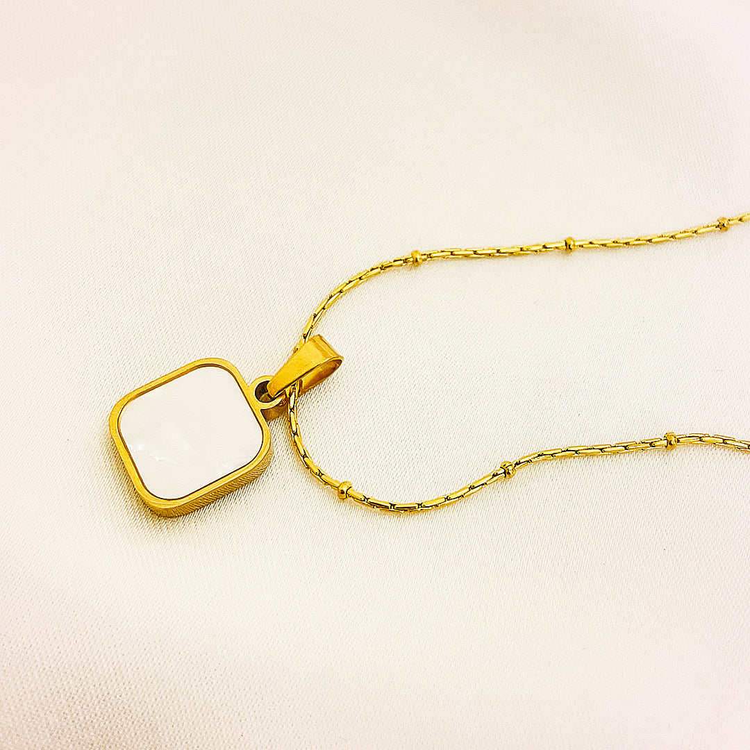 Leontine Pendant Dual Sided Stainless Steel Necklace – 18K Gold Plated