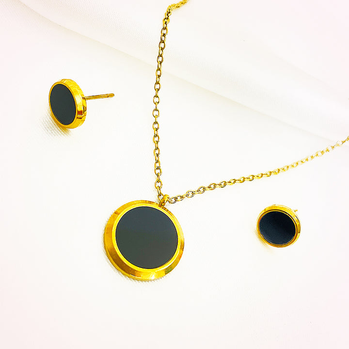 Selestia Stainless Steel Studs And Necklace Set – 18K Gold Plated