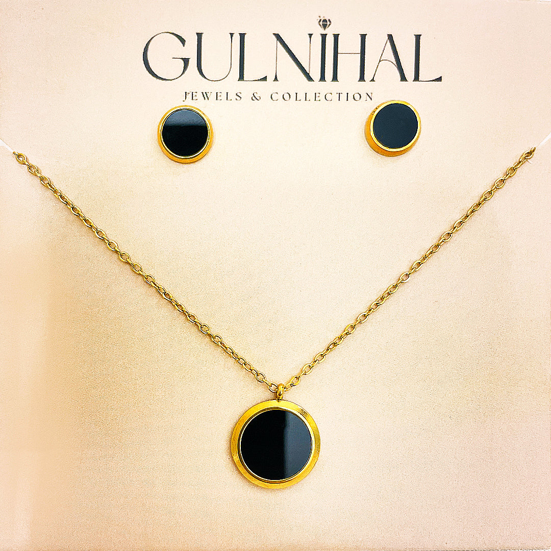 Selestia Stainless Steel Studs And Necklace Set – 18K Gold Plated