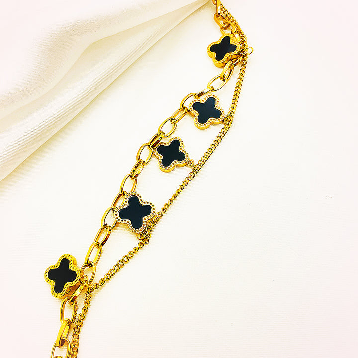 Luciana Black Clover Charm Chain Bracelet