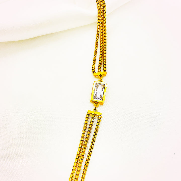 Emberlyn Triple Chain Bracelet With Baguette-Cut Crystal – 18K Gold Plated
