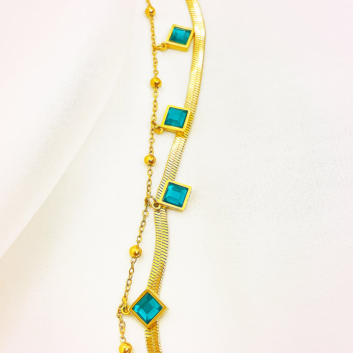 Felicity Dual-Layer Bracelet With Emerald-Green Square Crystals – 18K Gold Plated
