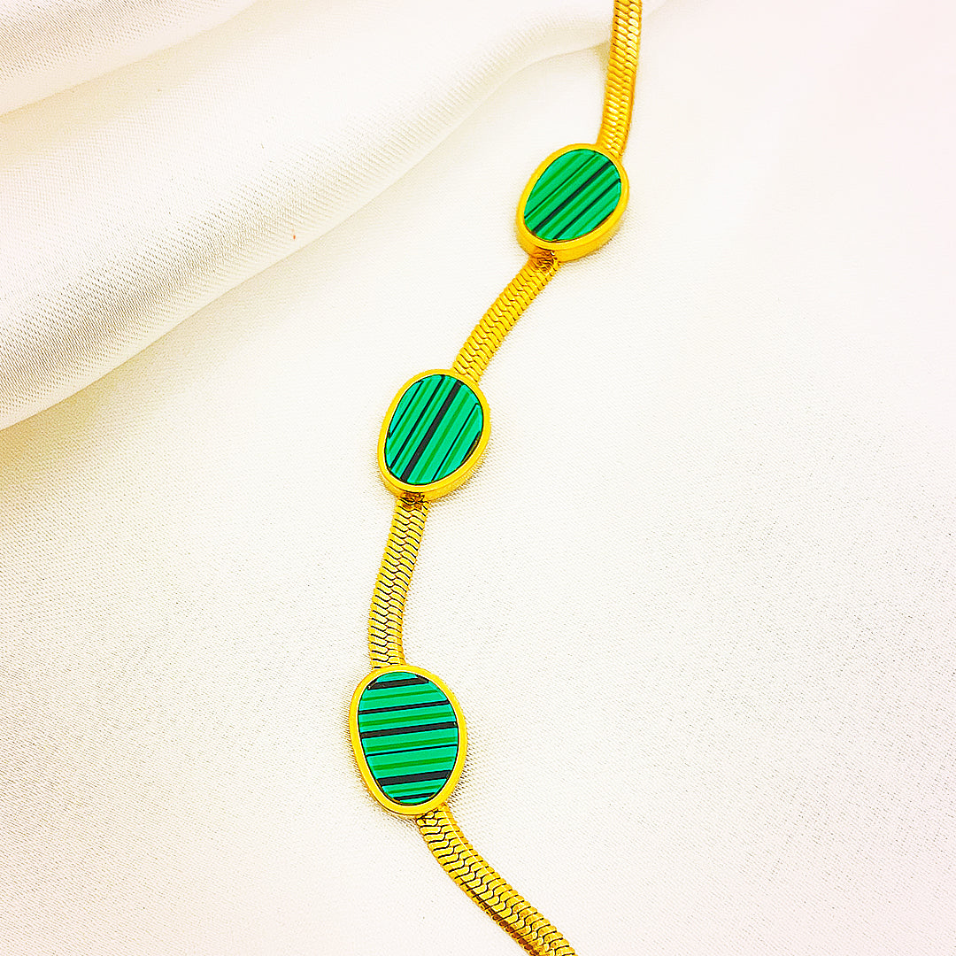 Adelina Oval-Stone Stainless Steel Bracelets – 18K Gold Plated