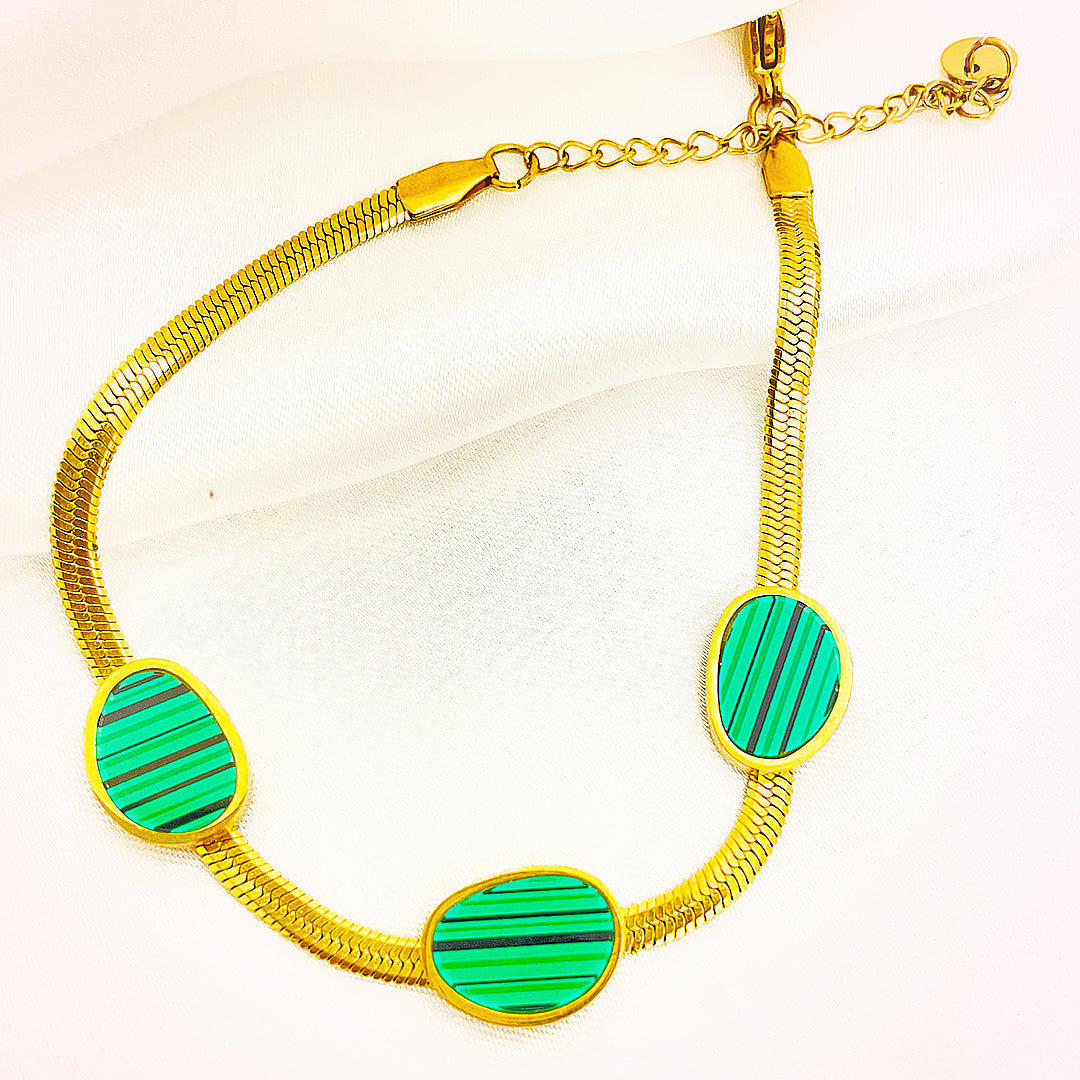 Adelina Oval-Stone Stainless Steel Bracelets – 18K Gold Plated