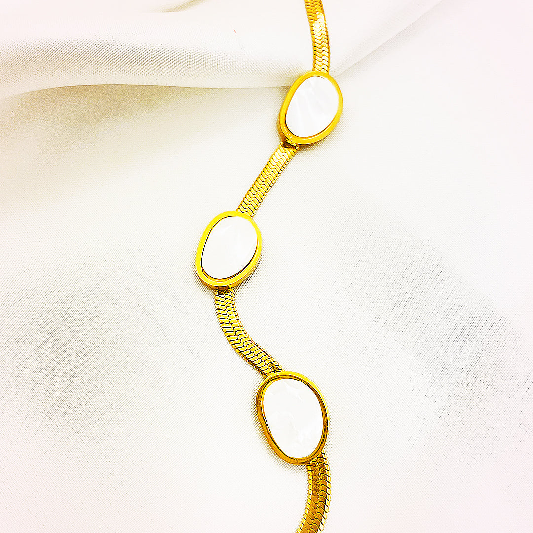 Adelina Oval-Stone Stainless Steel Bracelets – 18K Gold Plated