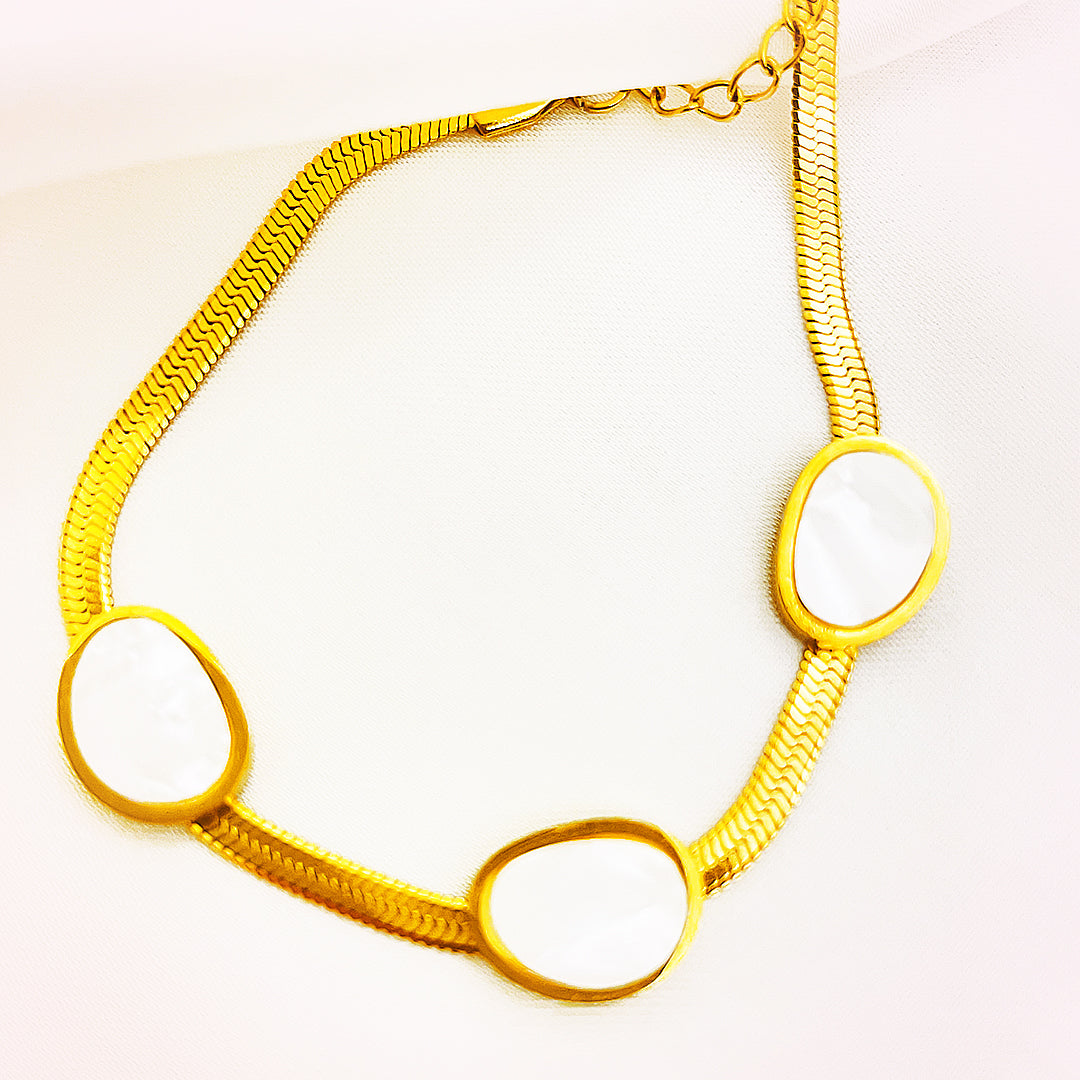Adelina Oval-Stone Stainless Steel Bracelets – 18K Gold Plated