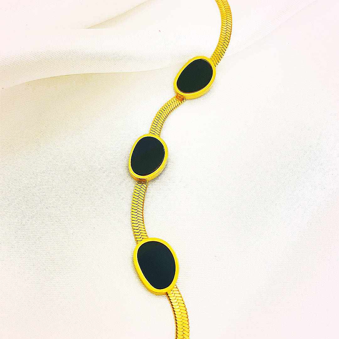 Adelina Oval-Stone Stainless Steel Bracelets – 18K Gold Plated