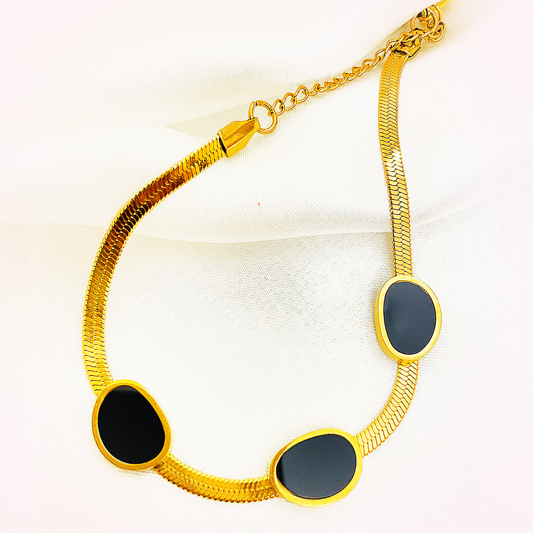Adelina Oval-Stone Stainless Steel Bracelets – 18K Gold Plated