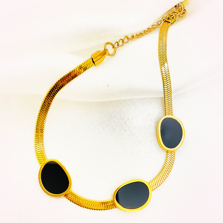 Adelina Oval-Stone Stainless Steel Bracelets – 18K Gold Plated