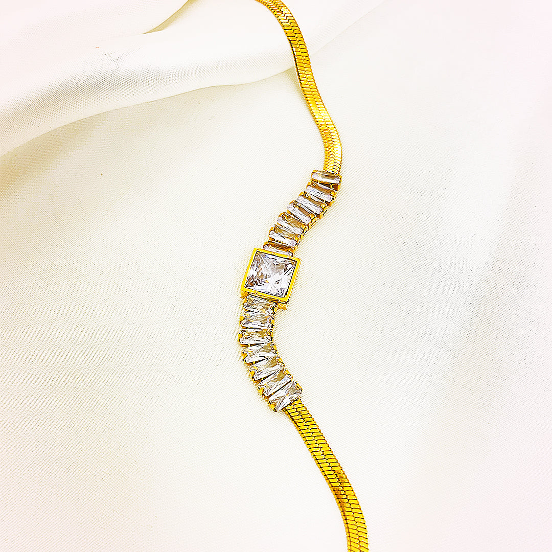 Selene Emerald-Cut Green/Transparent Stone & Crystal Accent Bracelet