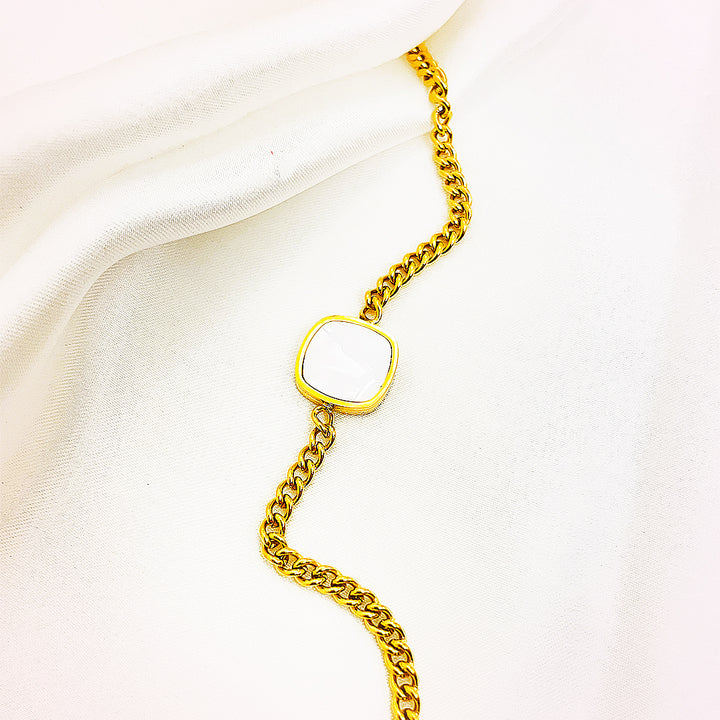 Marceline White Inlay Chain Bracelet
