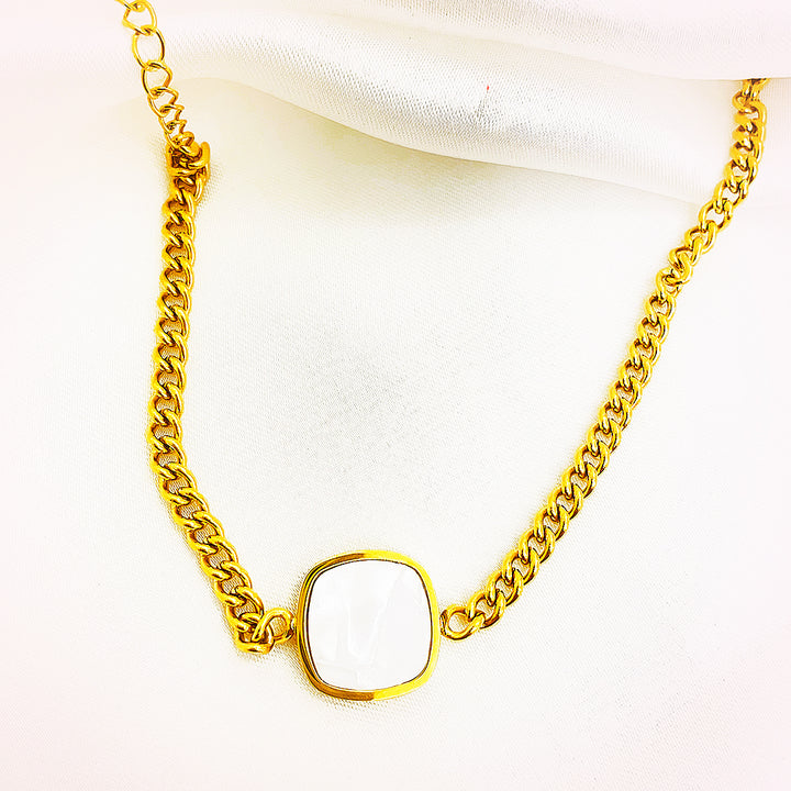 Marceline White Inlay Chain Bracelet