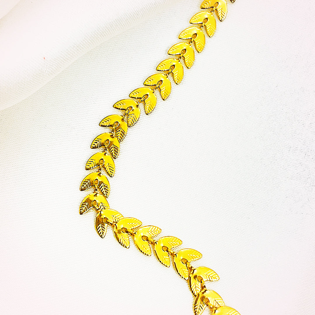 Celestia Leaf-Motif Stainless Steel Bracelet – 18K Gold Plated