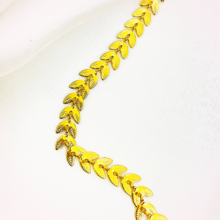Celestia Leaf-Motif Stainless Steel Bracelet – 18K Gold Plated