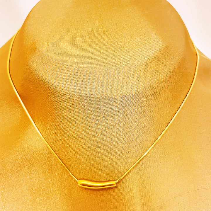 Silenne Floral Charms With Rectangular Accents Stainless Steel Necklace – 18K Gold Plated