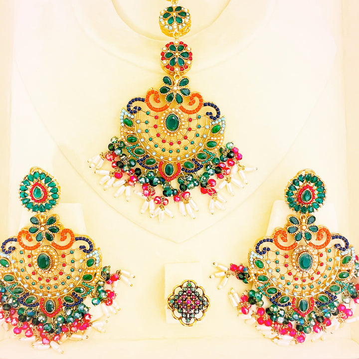 Gulbahar Noratan Earrings & Bindiya CZ Set