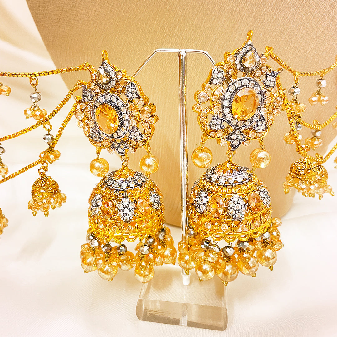 Saffronya 4-Piece Big Pendant Mala Set With Golden Beads & Pearls
