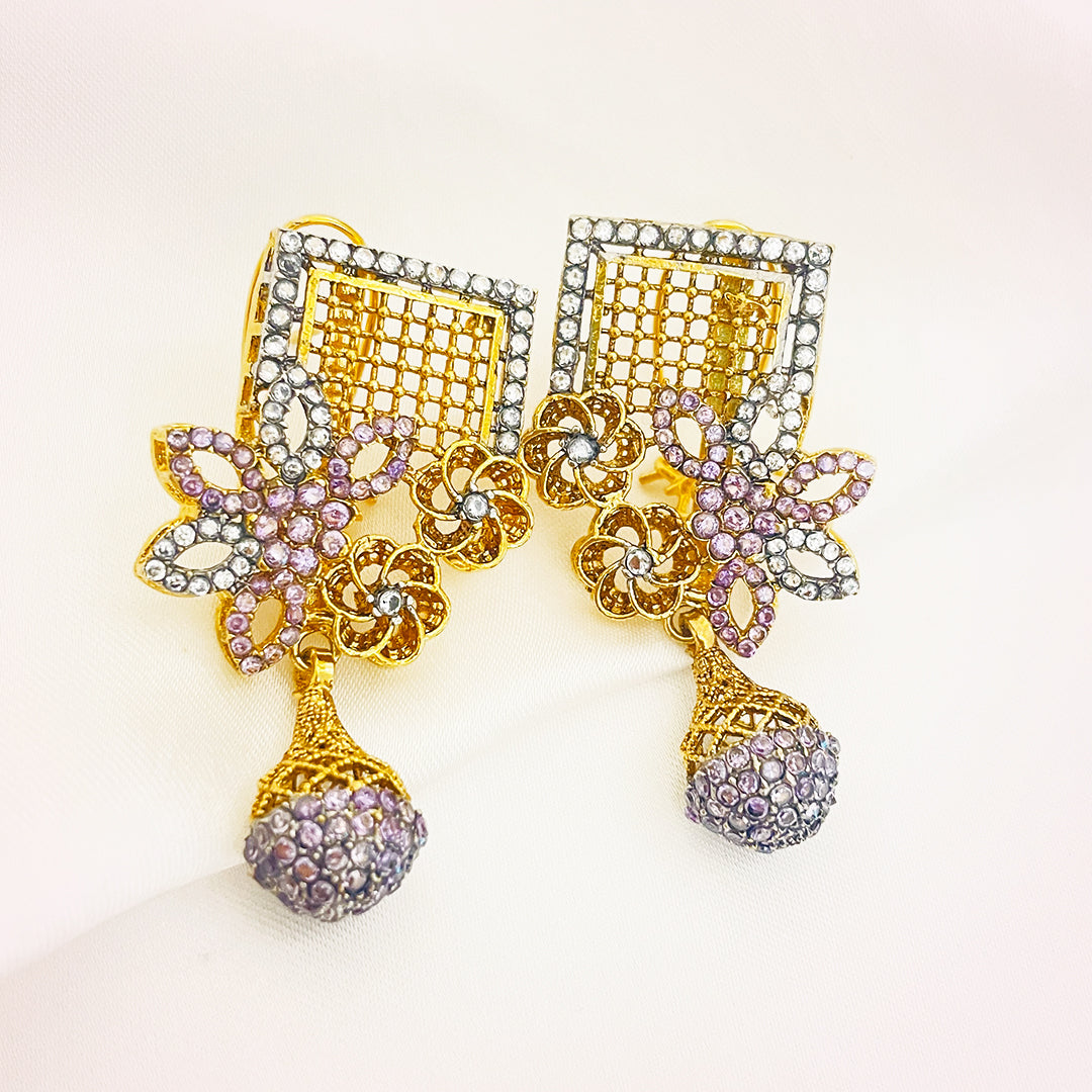 Nazia Floral Drop AD Earrings