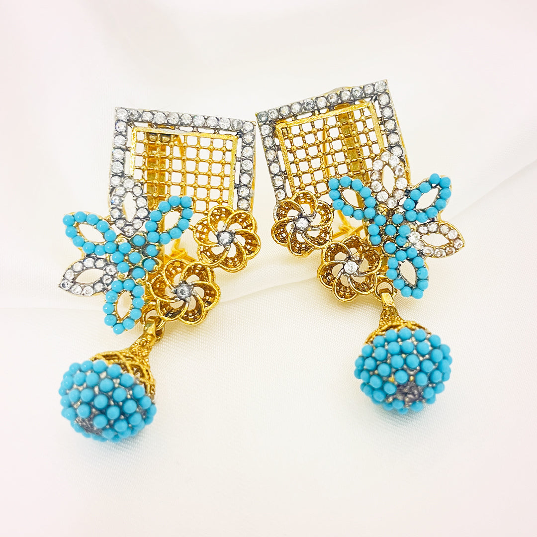Nazia Floral Drop AD Earrings