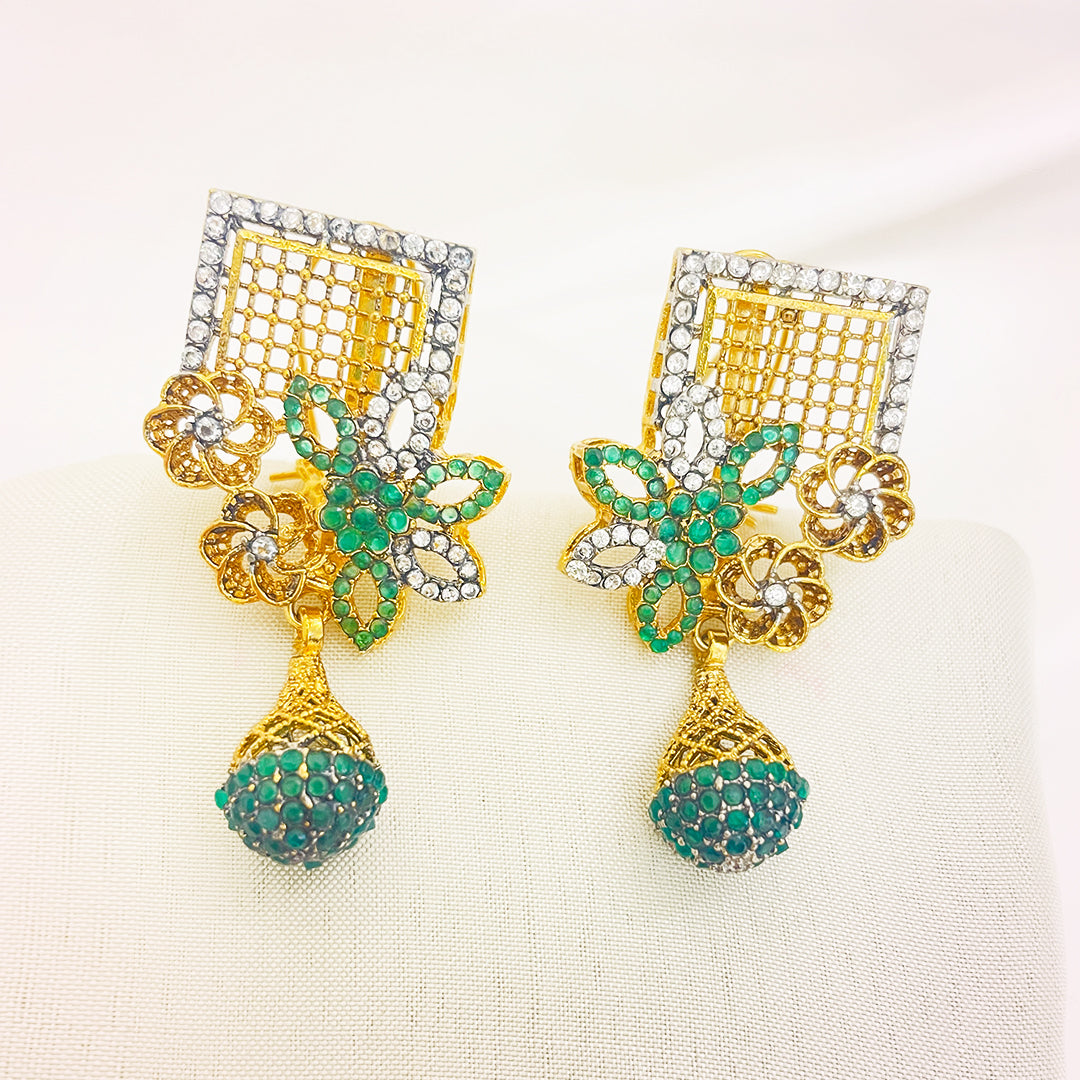Nazia Floral Drop AD Earrings