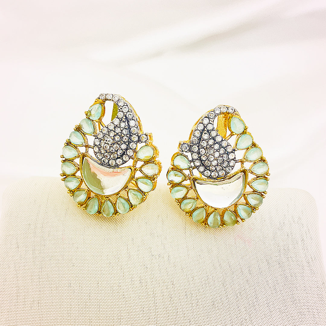 Mahnoor Paisley-Style Kundan Earrings