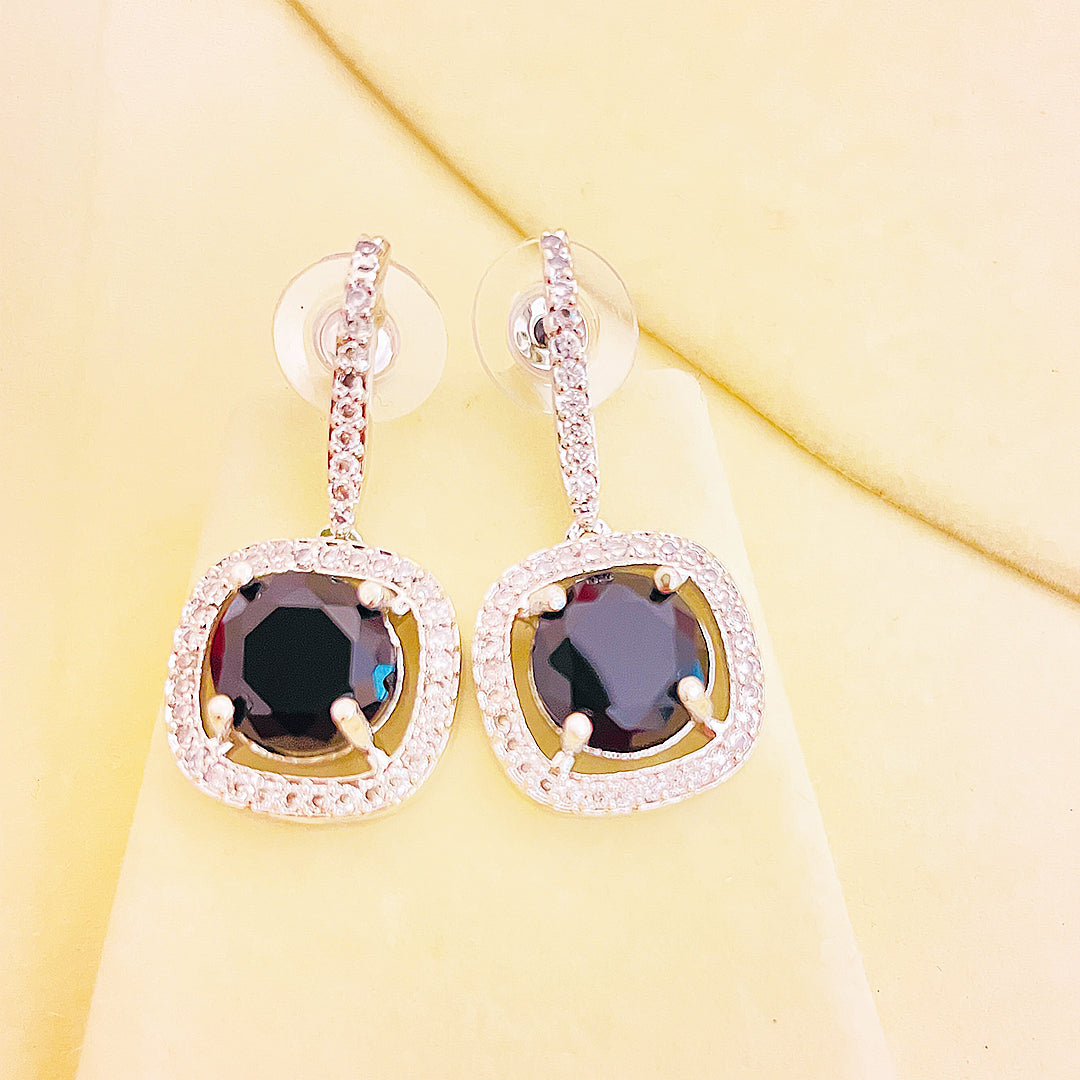 Vionette Cushion-Cut CZ Halo Drop Earrings
