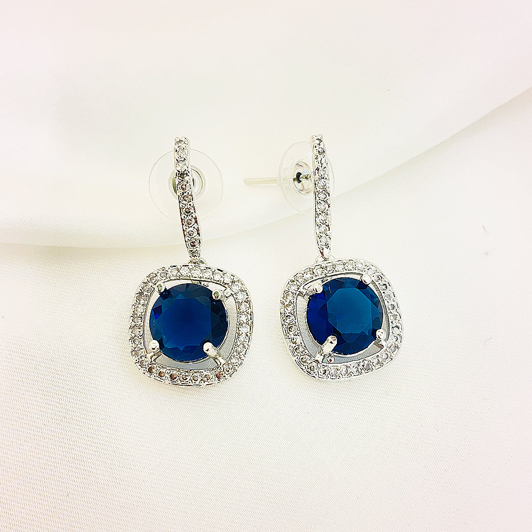 Vionette Cushion-Cut CZ Halo Drop Earrings