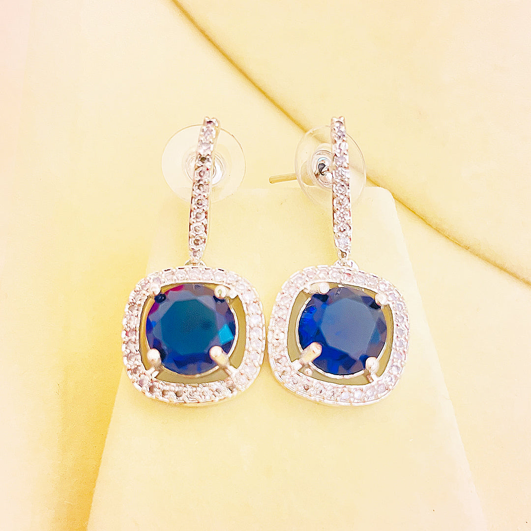Vionette Cushion-Cut CZ Halo Drop Earrings