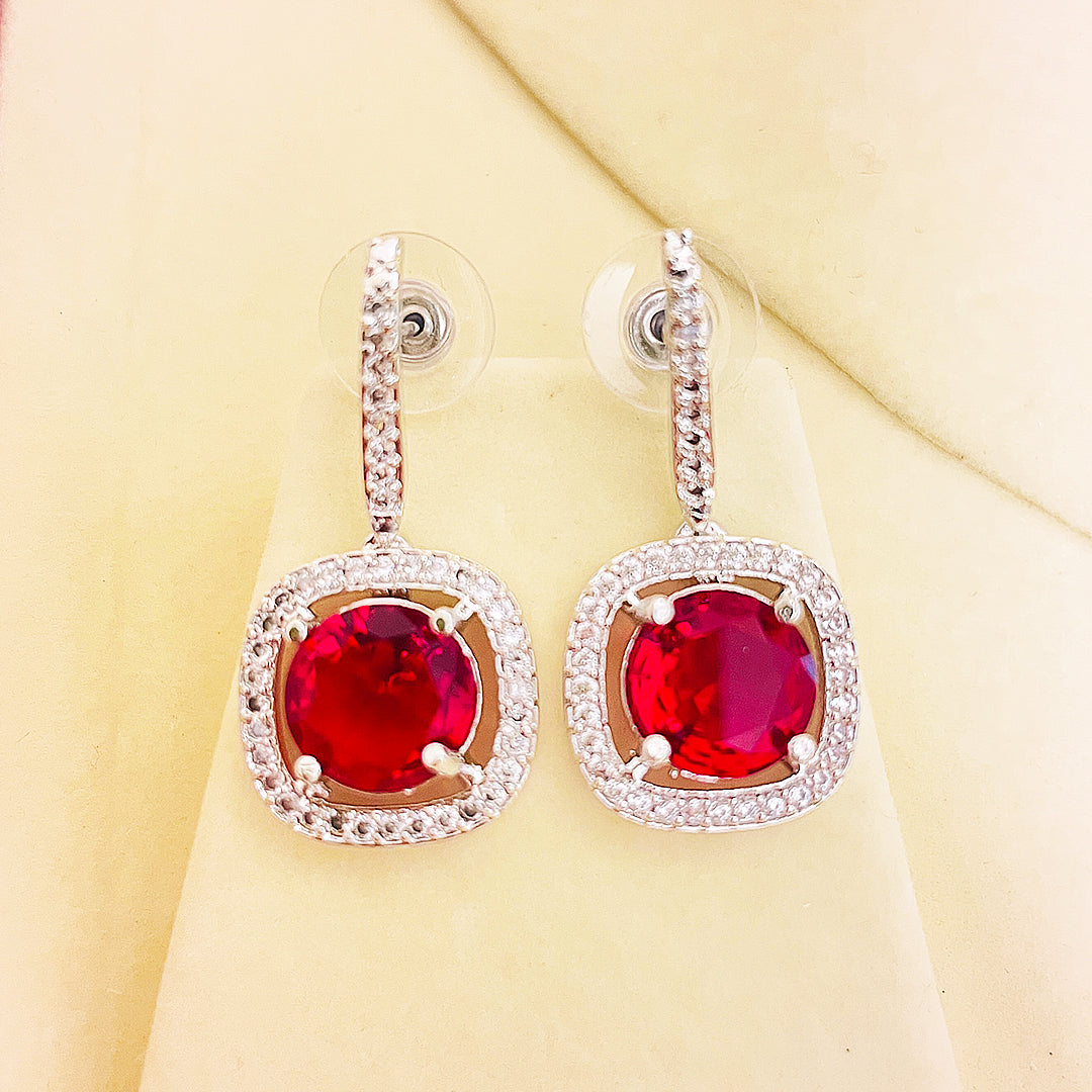 Vionette Cushion-Cut CZ Halo Drop Earrings
