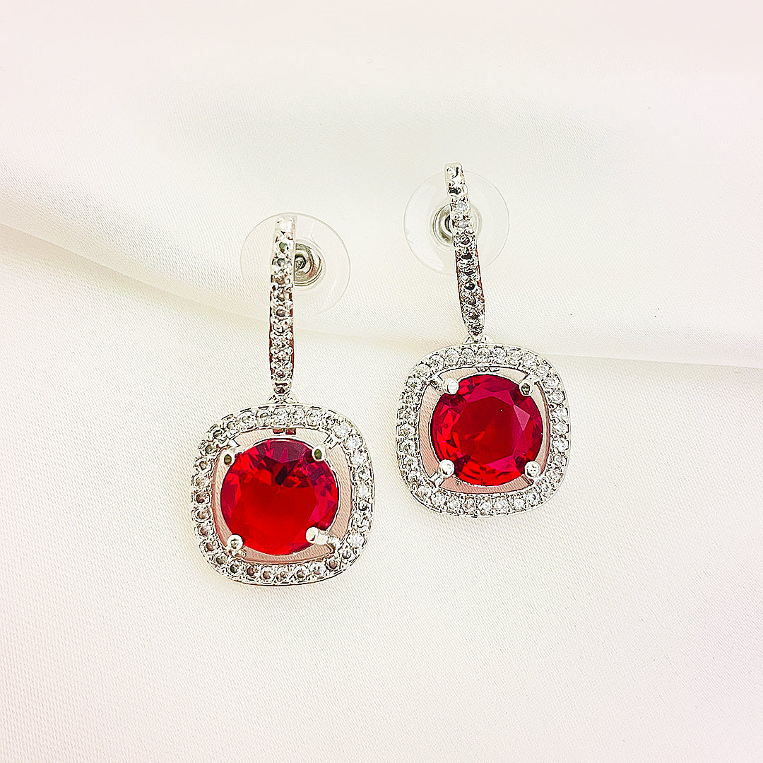 Vionette Cushion-Cut CZ Halo Drop Earrings