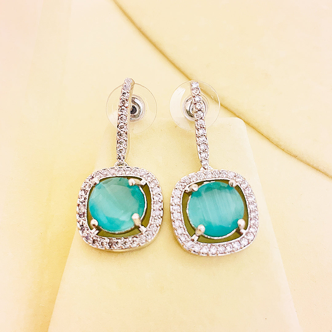 Vionette Cushion-Cut CZ Halo Drop Earrings