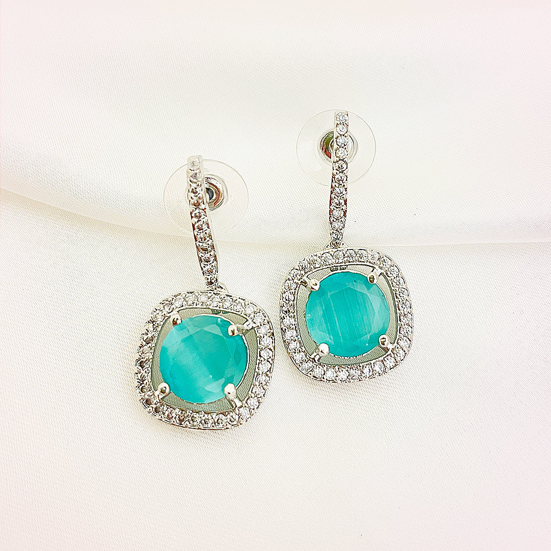 Vionette Cushion-Cut CZ Halo Drop Earrings