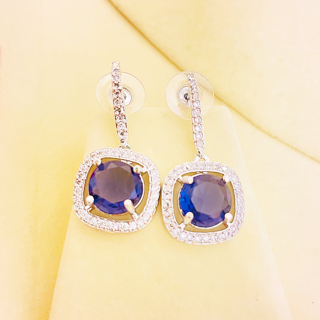 Vionette Cushion-Cut CZ Halo Drop Earrings