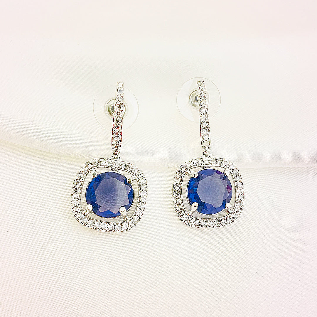 Vionette Cushion-Cut CZ Halo Drop Earrings