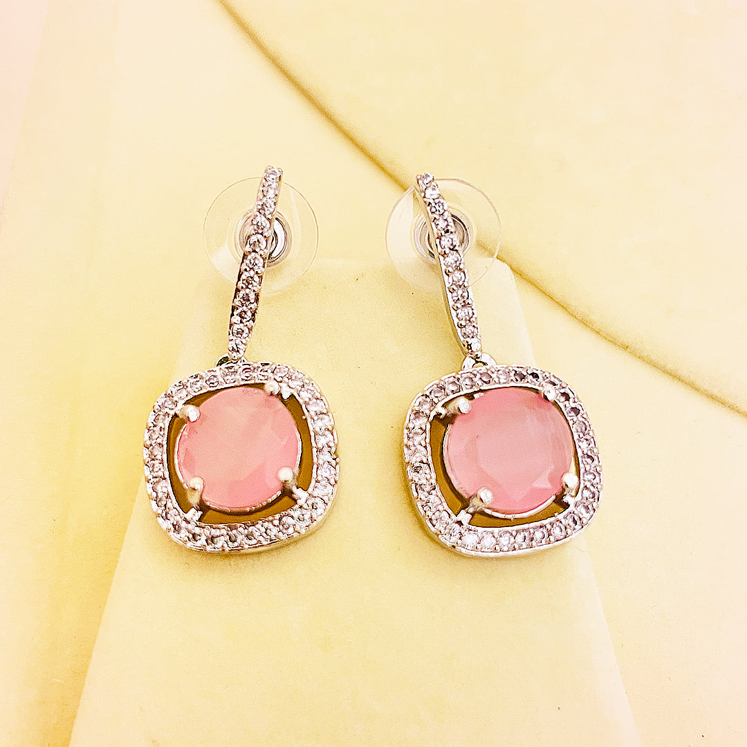 Vionette Cushion-Cut CZ Halo Drop Earrings