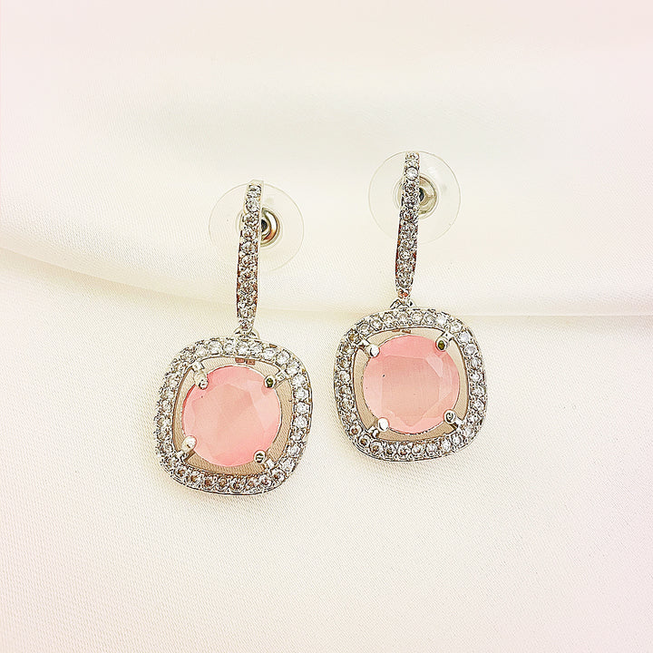 Vionette Cushion-Cut CZ Halo Drop Earrings