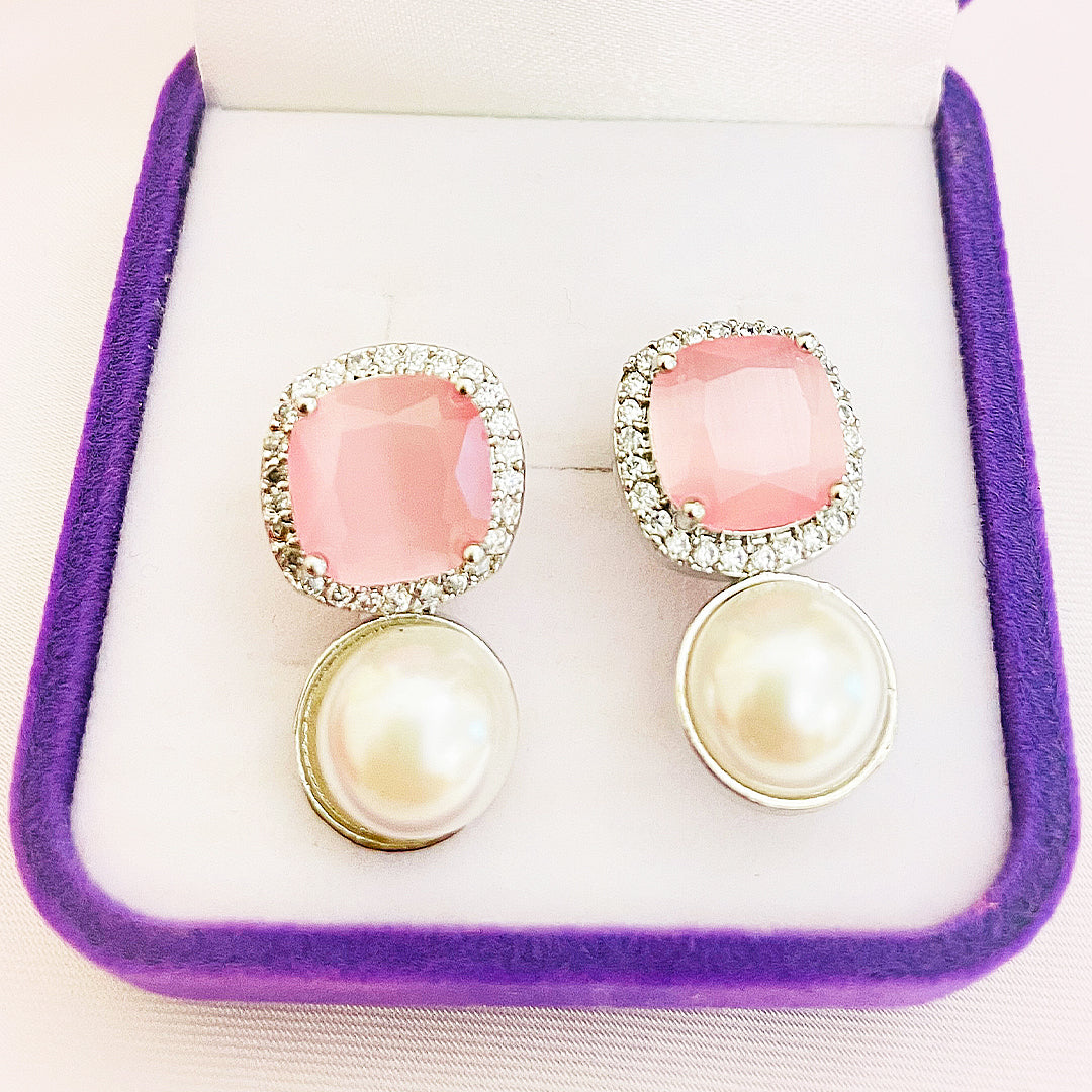 Clarielle CZ Pearl Drop Earrings