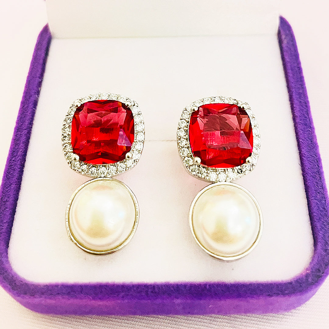 Clarielle CZ Pearl Drop Earrings
