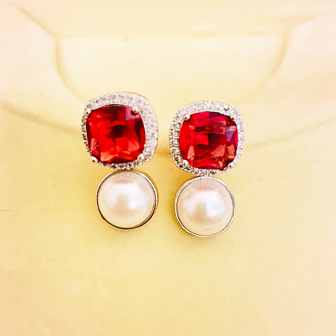 Clarielle CZ Pearl Drop Earrings