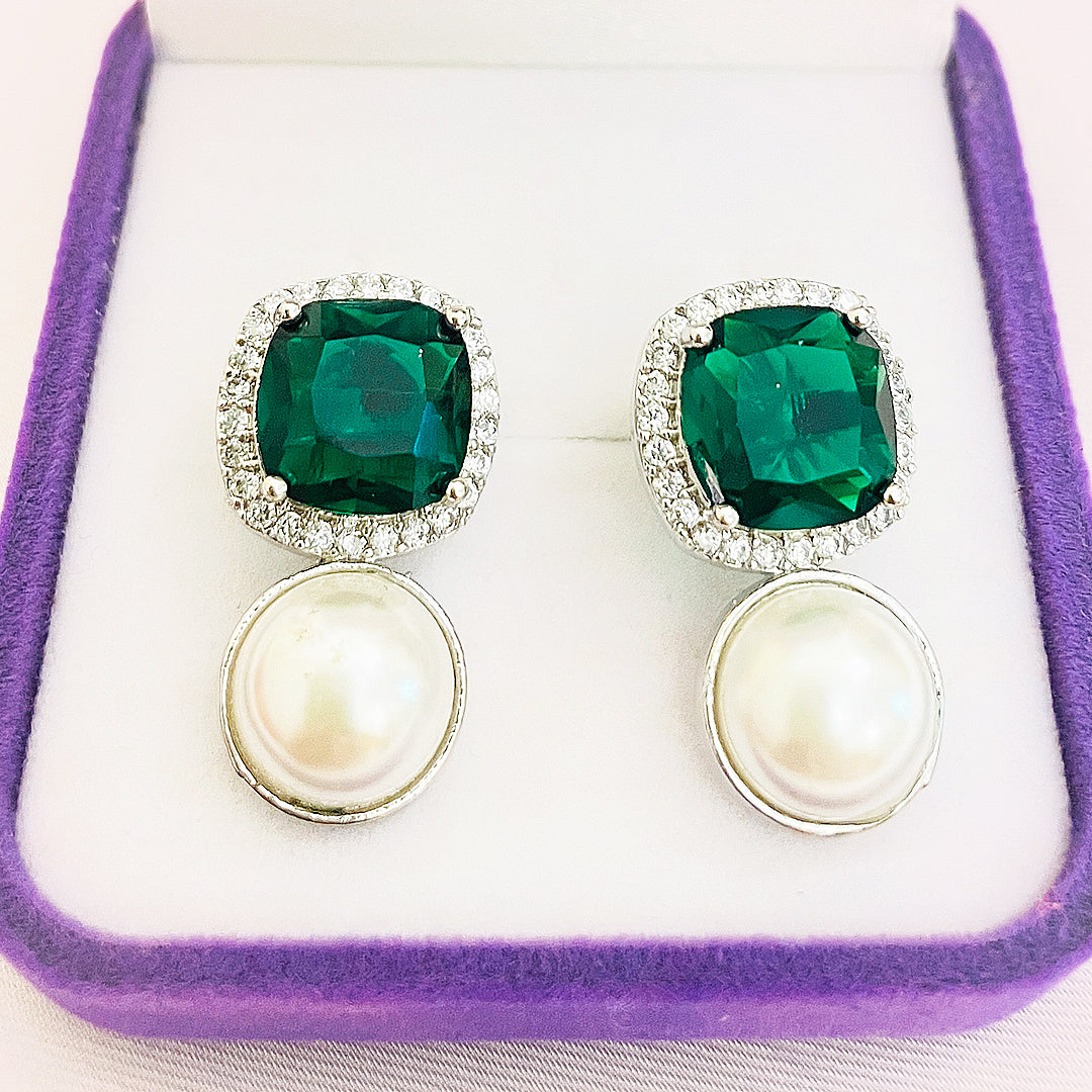 Clarielle CZ Pearl Drop Earrings