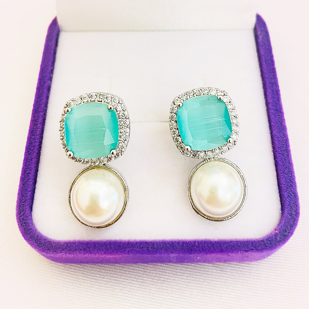 Clarielle CZ Pearl Drop Earrings
