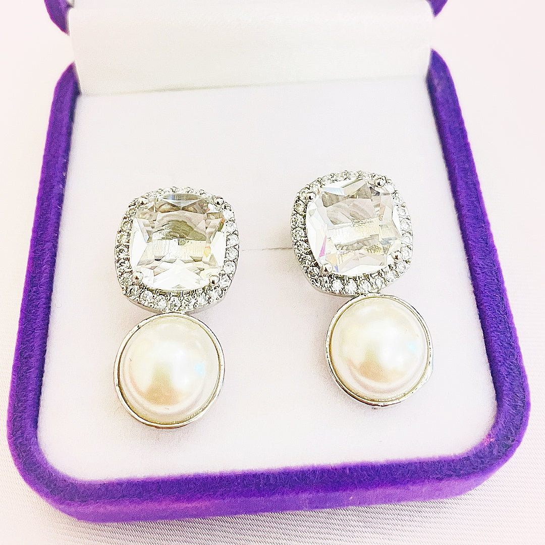 Clarielle CZ Pearl Drop Earrings