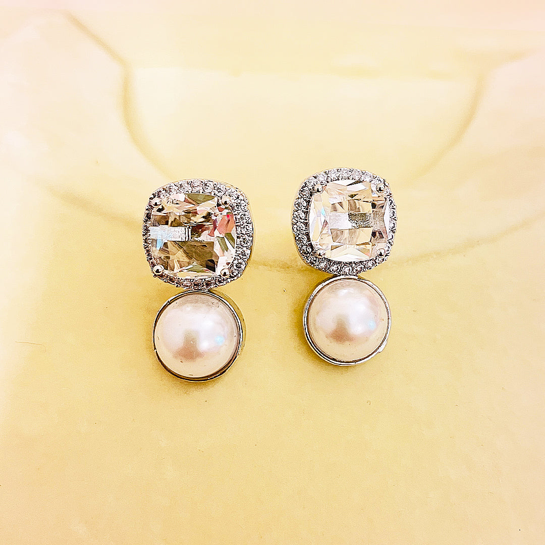 Clarielle CZ Pearl Drop Earrings