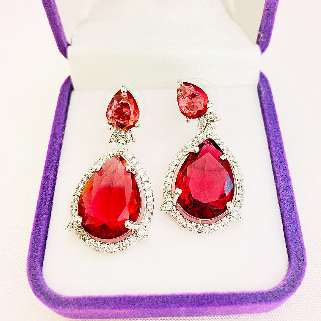 Elara Teardrop CZ  Halo Earrings