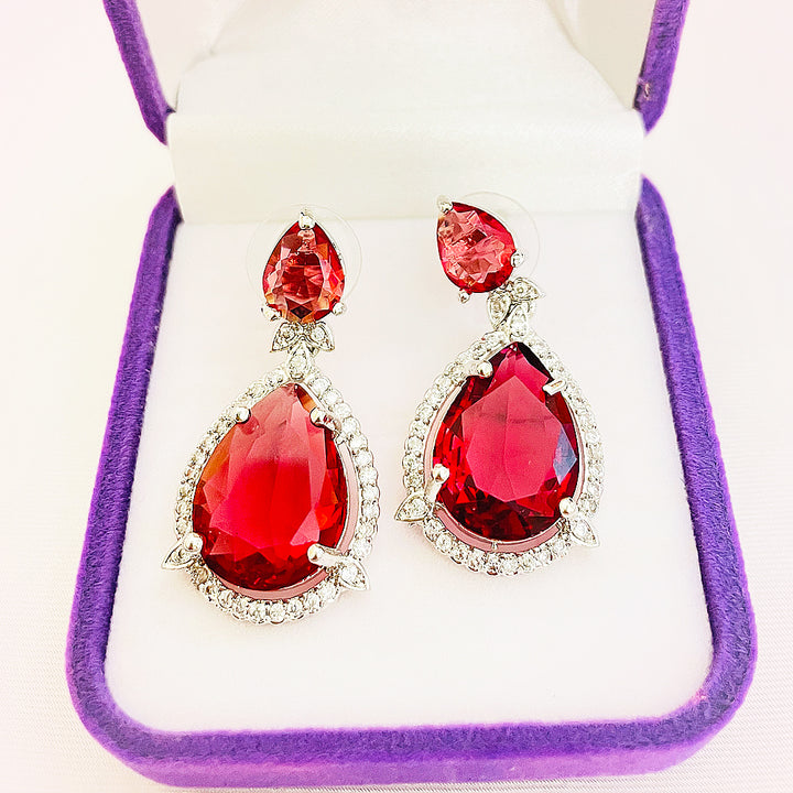 Elara Teardrop CZ  Halo Earrings