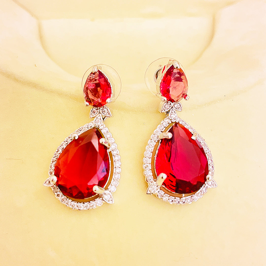 Elara Teardrop CZ  Halo Earrings