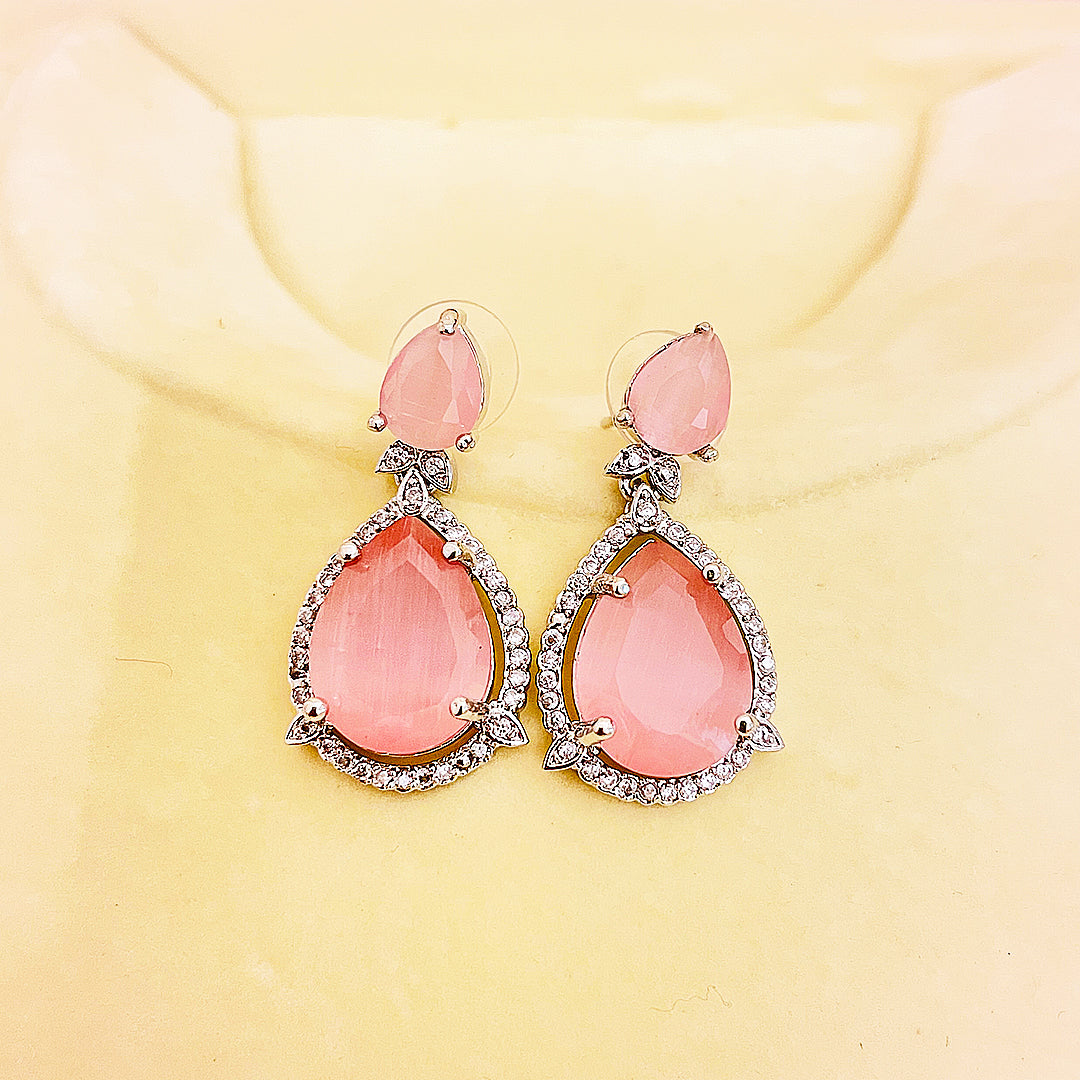 Elara Teardrop CZ  Halo Earrings