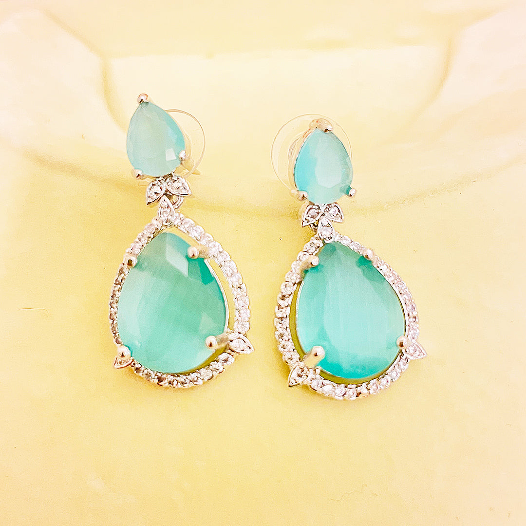 Elara Teardrop CZ  Halo Earrings
