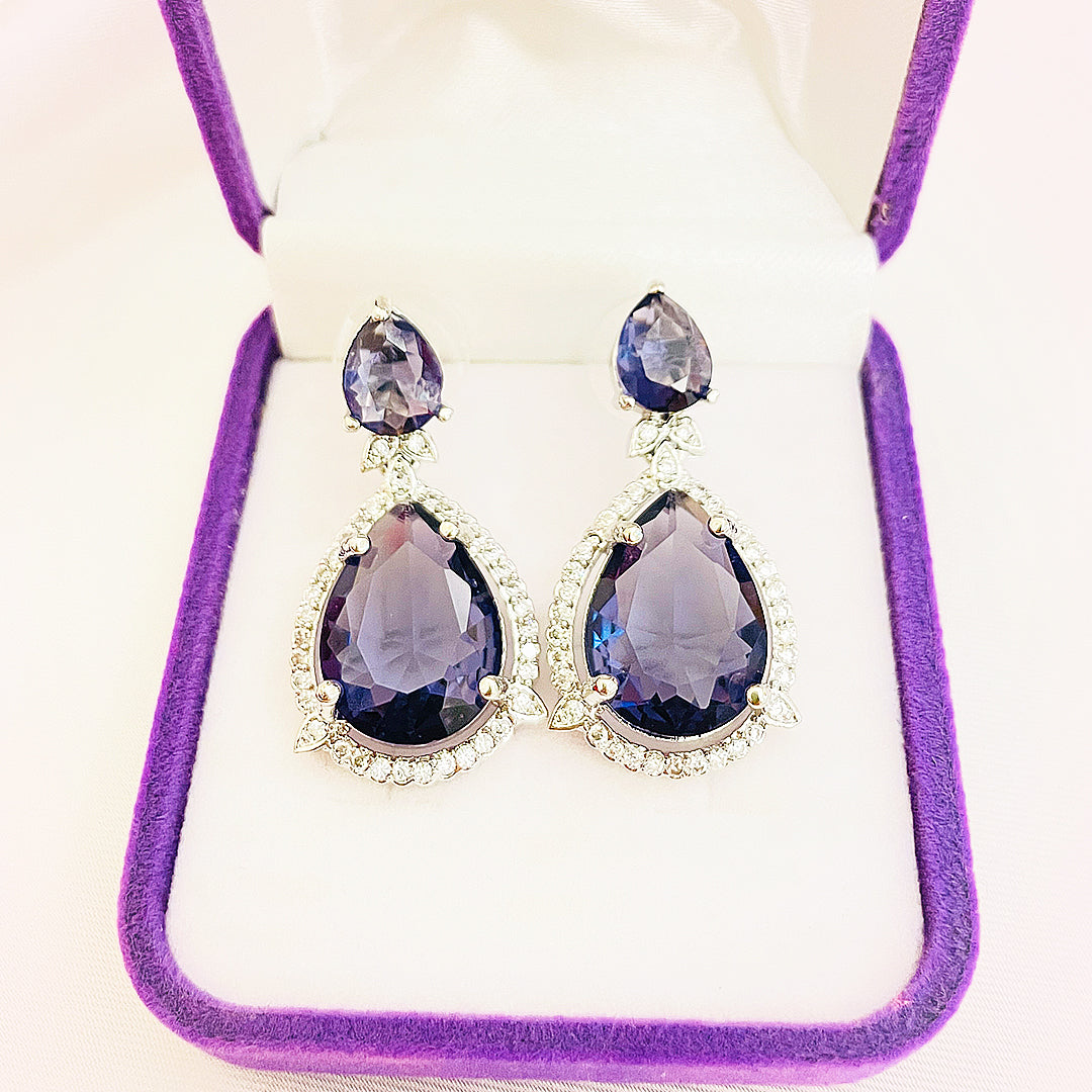 Elara Teardrop CZ  Halo Earrings
